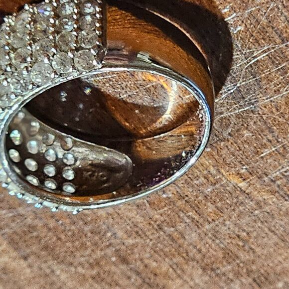 925 Sterling Silver KJC Amethyst and Rhinestone Women's Ring Size 7 Cocktail - Picture 6 of 7